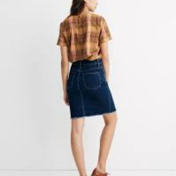 MADEWELL STRETCH DENIM PEGGED MINI SKIRT WITH RAW HEM SIZE 29 - Picture 2 of 8